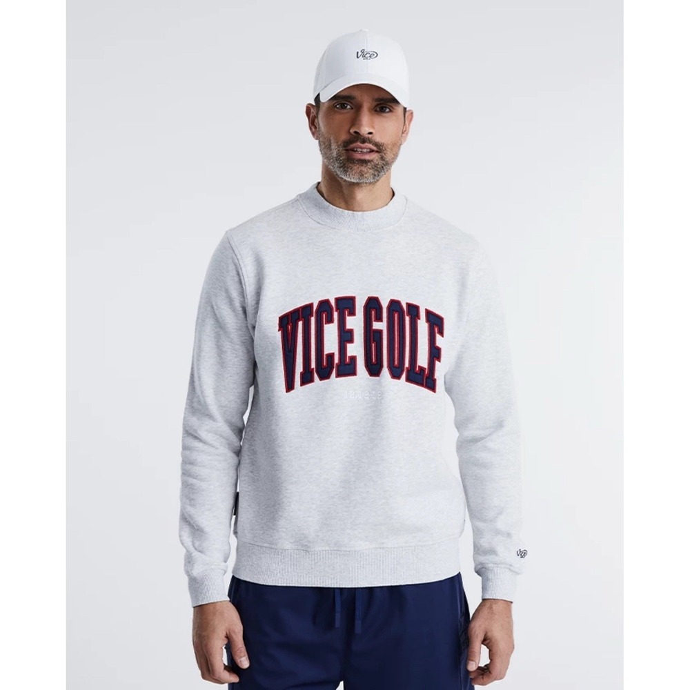 Vice Golf Crewneck Sweatshirt Men's M Heather Gray Spellout Logo Golf Streetwear